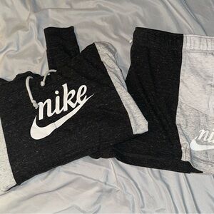 Nike women’s Black and Gray Shorts and cropped hoodie set.